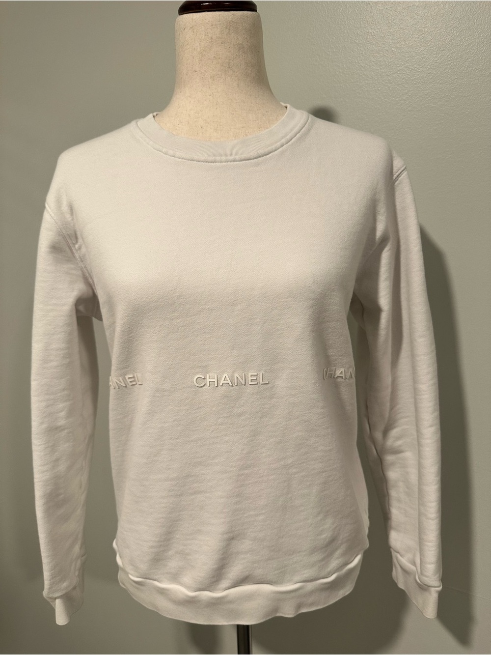 CHANEL White Logo Crewneck Sweatshirt - Picture 2 of 6